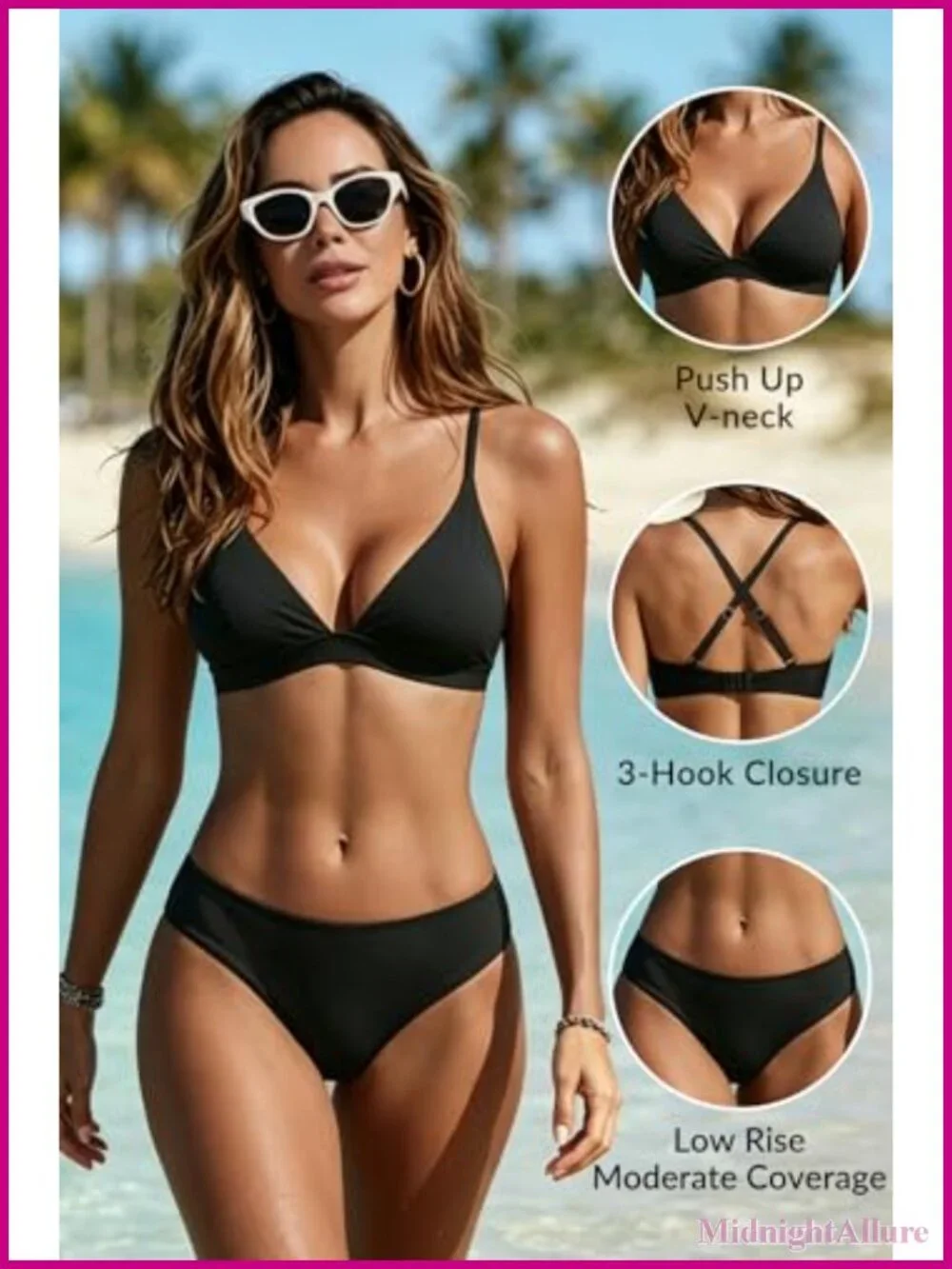 Yonique Women's Push Up Bikini Set V Neck Crisscross Back Two Piece Swimsuit